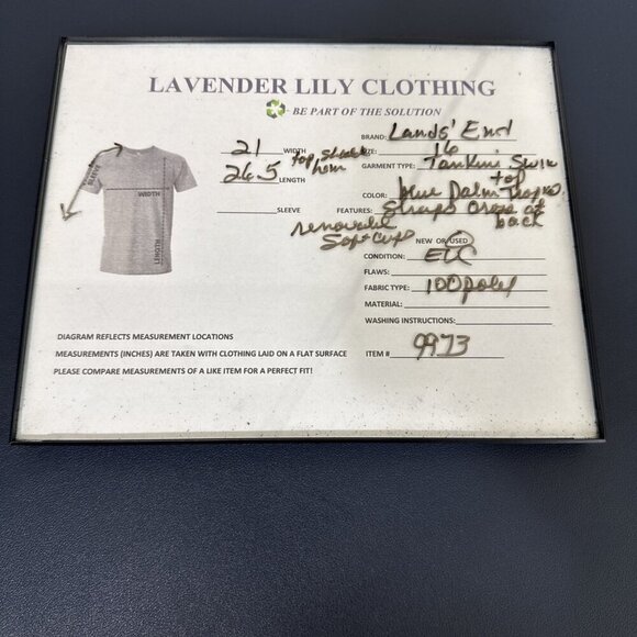 Lands' End Women's 16 Tankini Swim Top Blue Tropical EUC - Picture 9 of 9